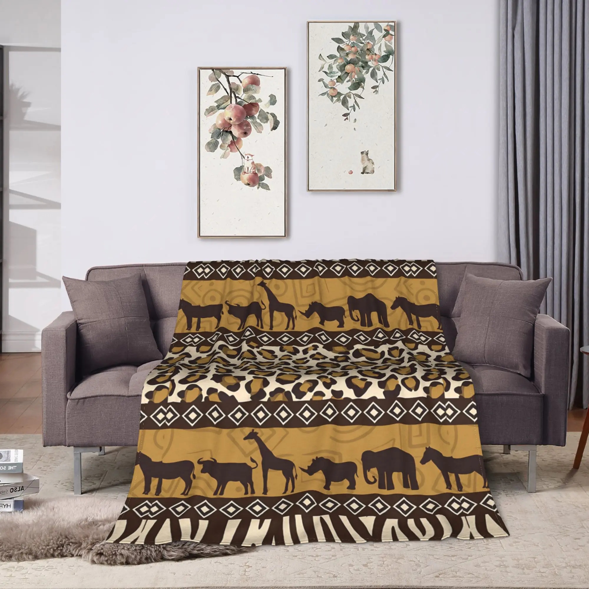 African Tribal Geometric Art Soft Warm Blanket  Travel Plush Throw Blanket Novelty Couch Chair Flannel Bedspread Sofa Bed Cover