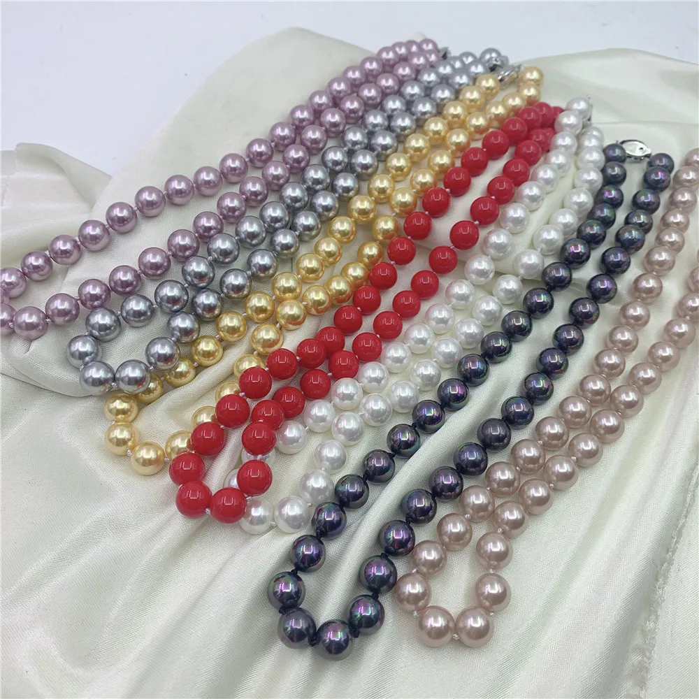 Charm 10mm white Black South Sea Shell Pearl Necklace for Women Classic Chokers Beads Jewelry Wedding Banquet Vintage Party Gift