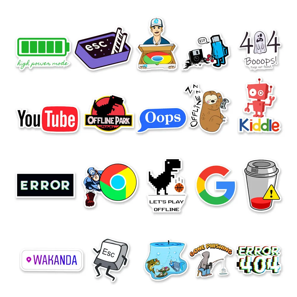 10/30/50Pcs 404 Netwerk Fout Graffiti Stickers Voor Laptop Telefoon Case Motorfiets Skateboard Grappig Cool Graffiti stickers Decals