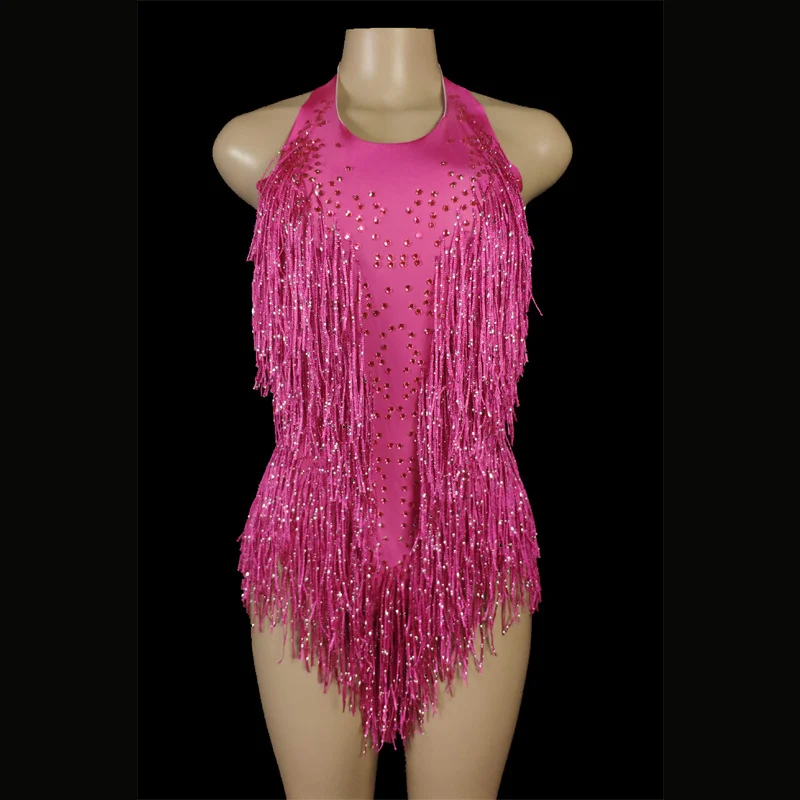 Sparkly Crystals Fringe body Women DJ Jazz Dance Costume con strass Stage Performance Nightclub Show Outfit