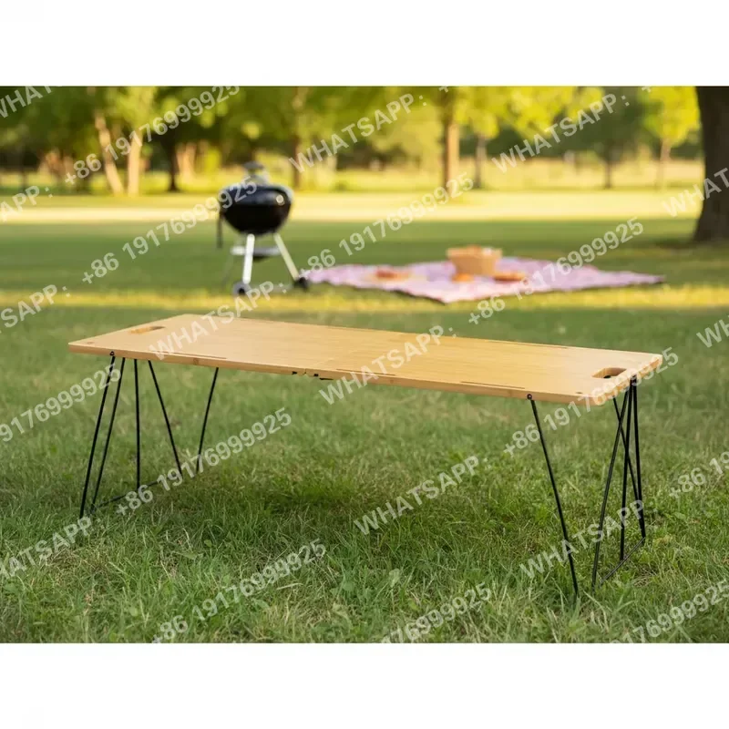 Portable Camping Bamboo Board Folding Outdoor Dining Table-Lightweight for Picnic Fishing & Barbecue Use Outdoor Furniture