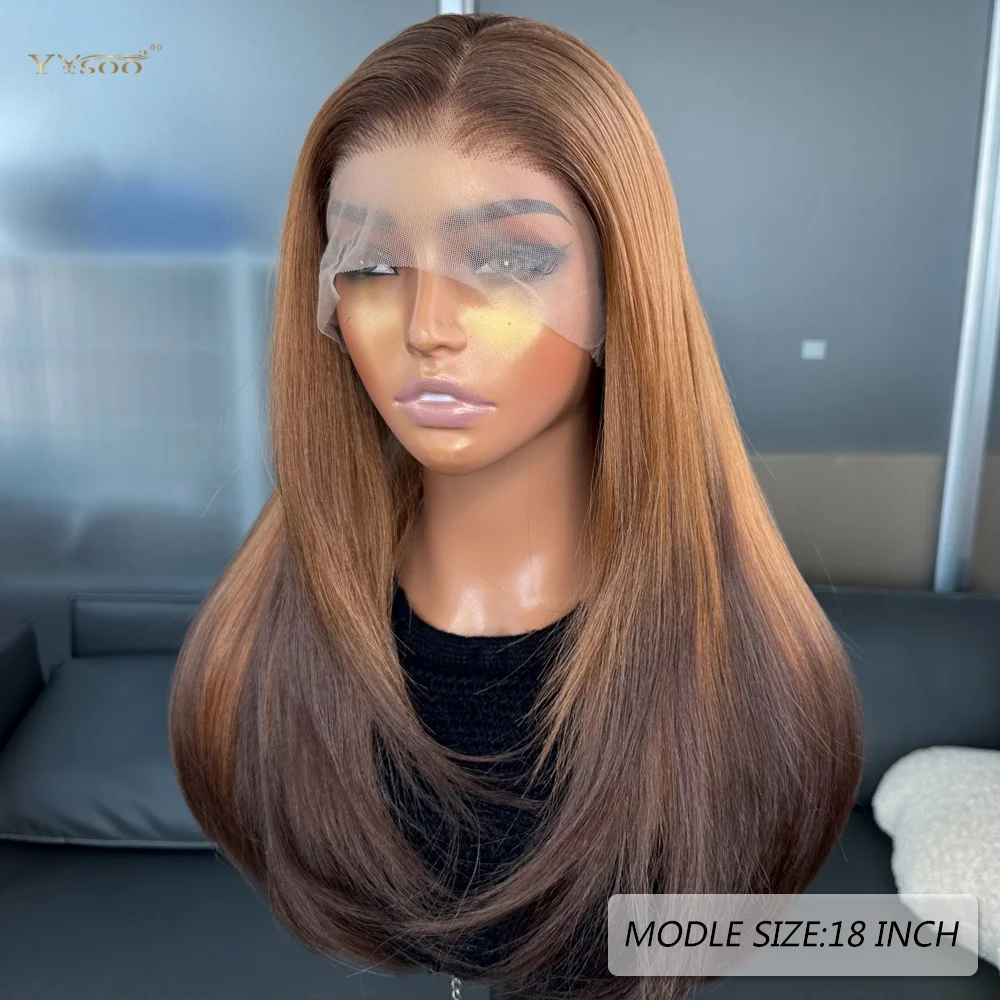 YYsoo Factory Direct Mixed Color Glueless Heatresistant Synthetic Lacefront Wigs Natural Wacy Soft Smooth For Black Womens Daily