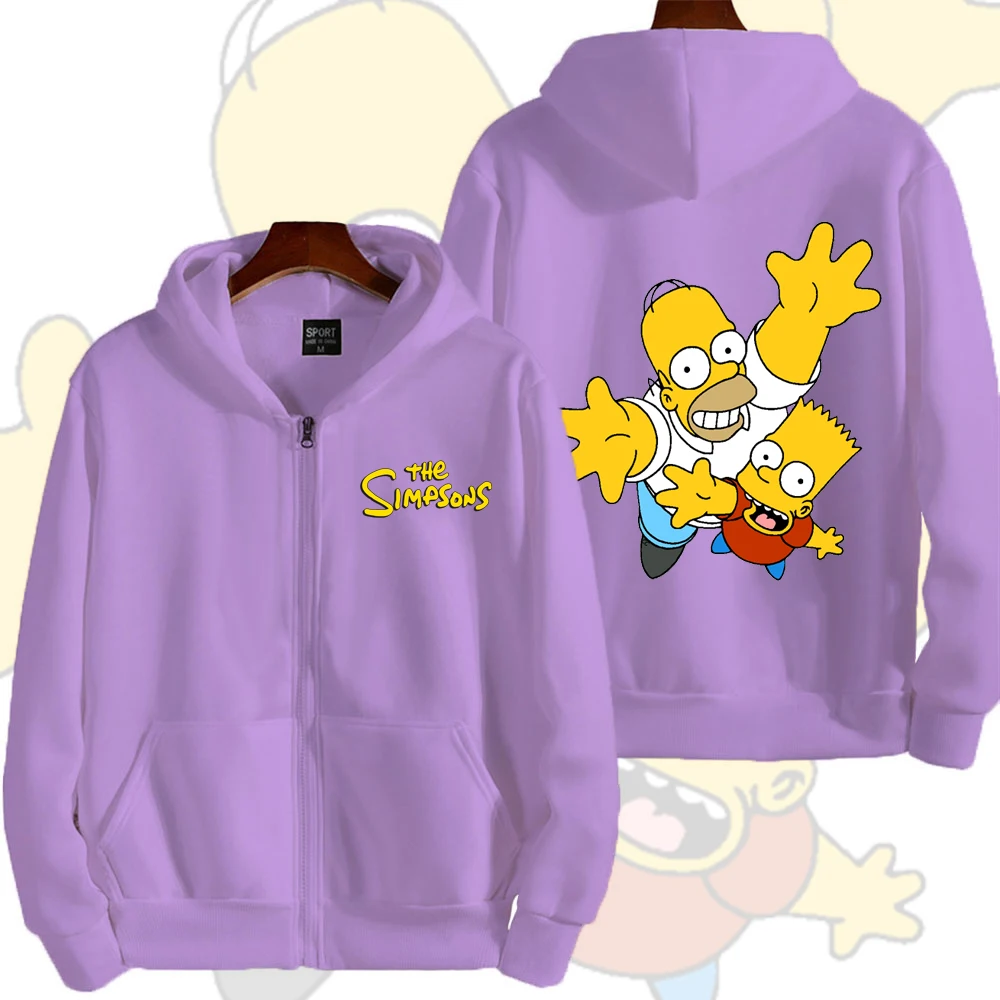 Moletom com Zíper The Simpsons para Homens, Novo Moletom de Desenho Animado para Mulheres 2026, Moda de Primavera e Outono, Jaquetas para Casais