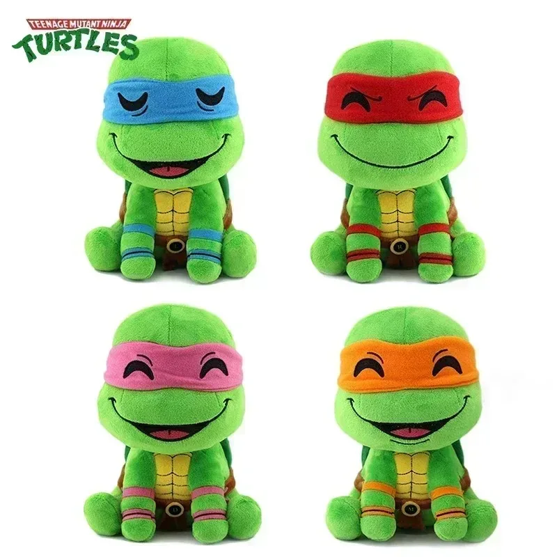 Nouveaux Peluches Teenage Mutant Ninja Turtles Version Q Assises Leonardo Da Vinci et Raphael pour Décoration de Chambre