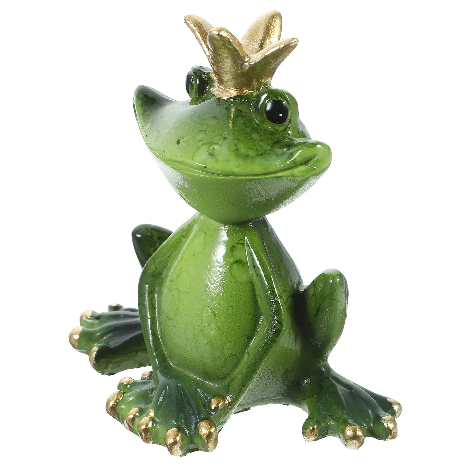 Princess Toys Crown Frog Ornament Resin Craft Desktop Decor Collection Crafts Green Adornment Creative Frogs Decorative Statue