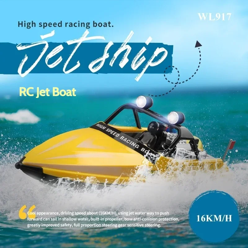 Wl917 RC Speed Racing Jet Boat Built In Propeller High Speed Ship Model Electric Jet Sports Remote Control Boat With Light