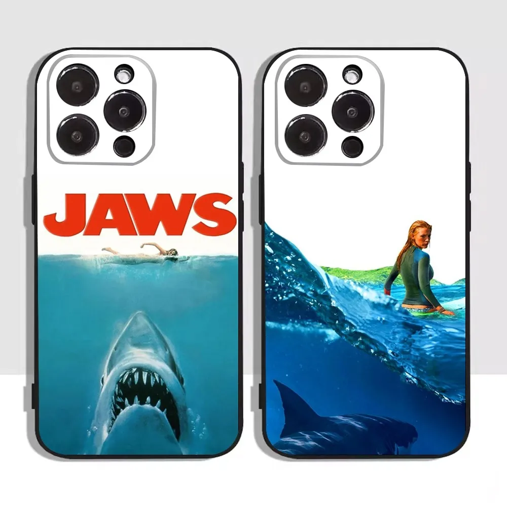 Jaws Movie Phone Case For Apple iPhone 15,14,13,12,11,XS,XR,X,8,7,Pro,Max,Plus,mini Silicone Black Cover