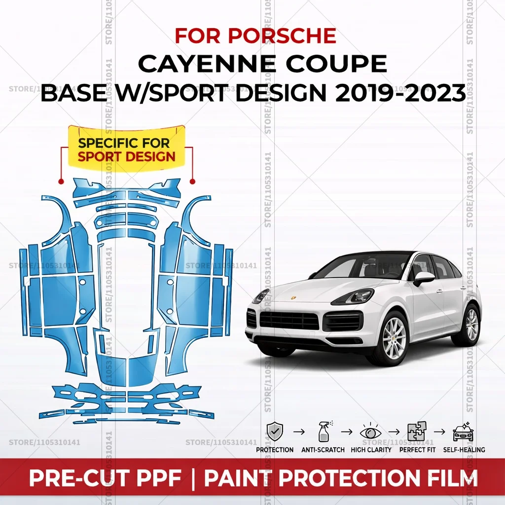 

Pre-Cut Paint Protection Film PPF Transparent Car Film Front Bumper Bra for Porsche Cayenne Coupe Base WSport Design 2019-2023