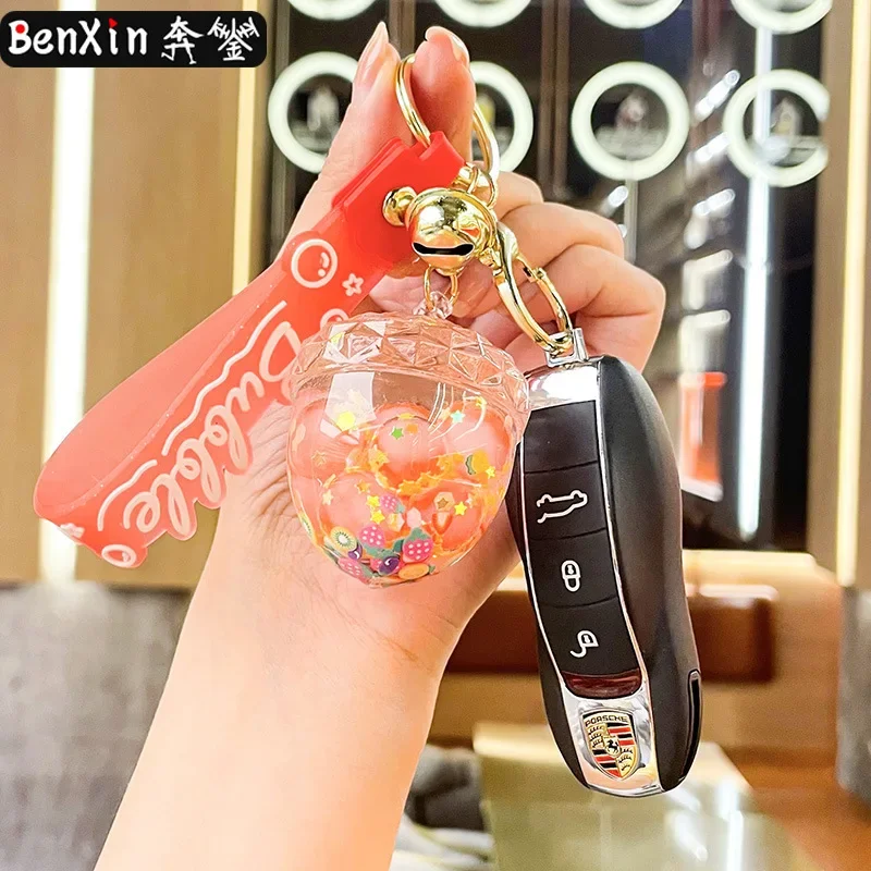 2025 미노스 오일 함침 야광 솔방울 열쇠고리 자동차 펜던트, 정교한 가방 열쇠고리 장식