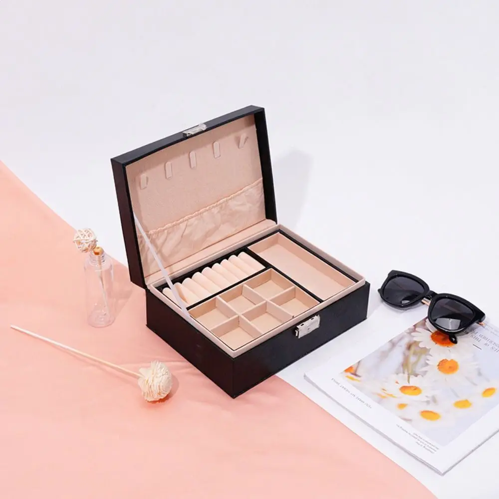 

Large Capacity Pu Leather Jewelry Box Subzone Double Layer Jewelry Storage Box Ring Earrings Necklace Bracelet
