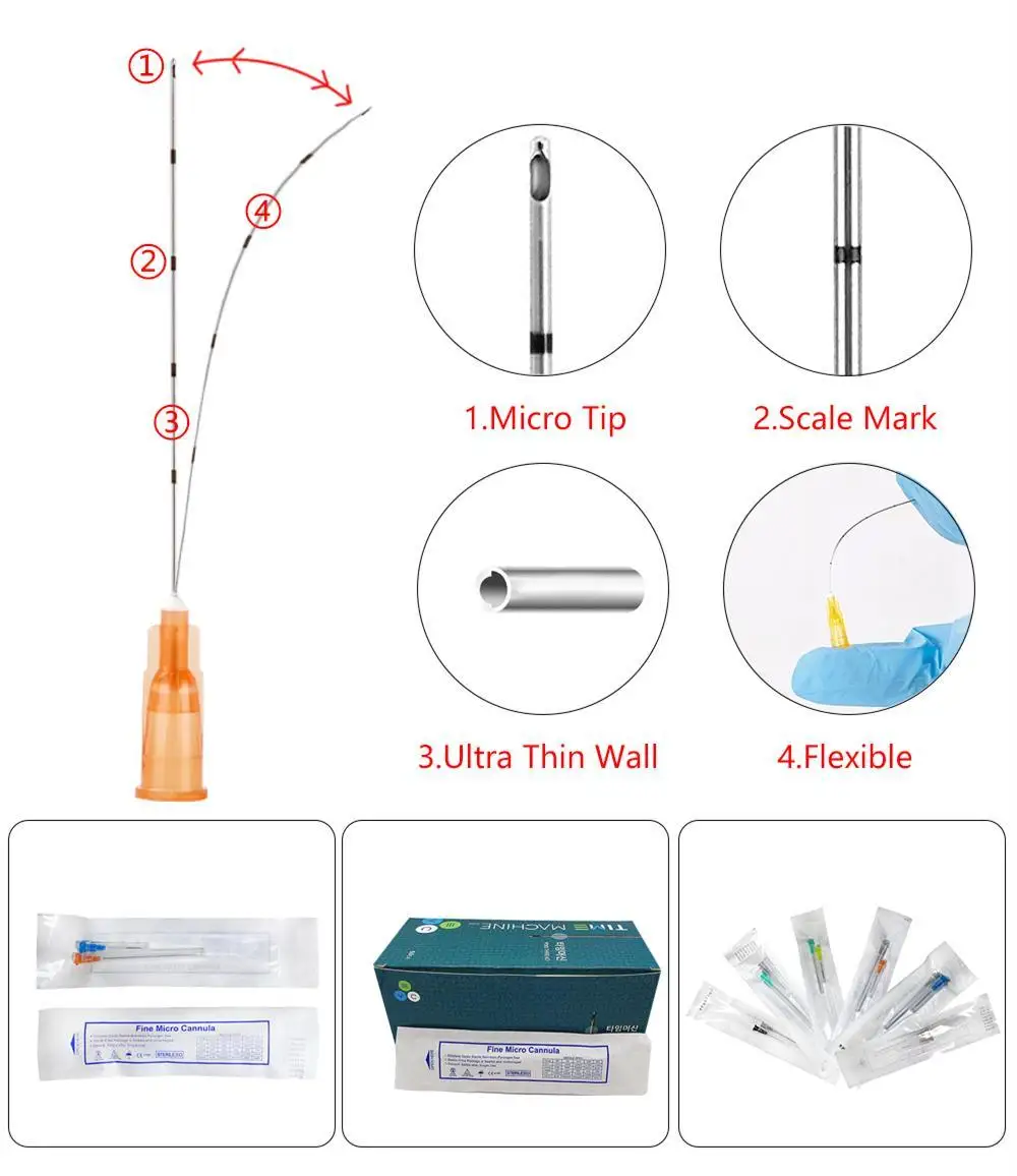 Disposable Blunt Tip Cannula Needle For Hypodermic Filler Injection 18G 21G 22G 25G Uric Acid Facial Filling Nose 2pcs/pack*10