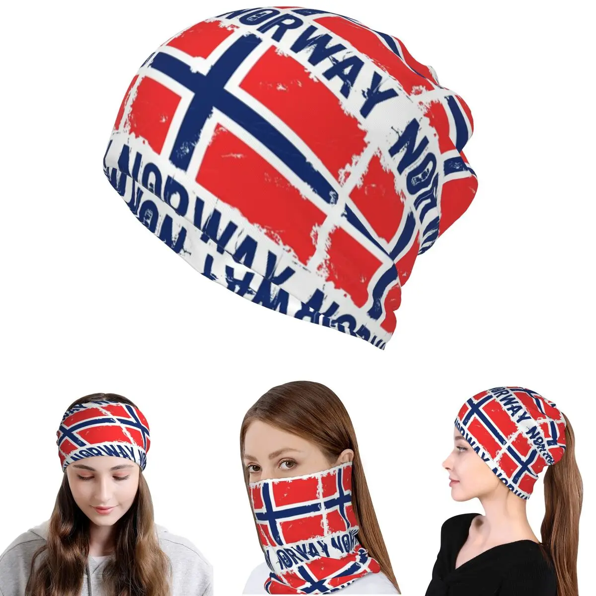 

Norway Flag Bandana Neck Gaiter Mask Scarf Multi-use Headwear Beanies Hat for Men Women Adult Breathable