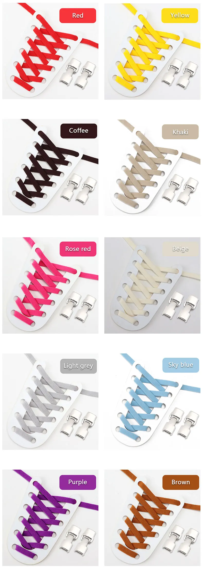 Hook Lock Schnürsenkel ohne Binden, flache, strapazierfähige, elastische Schnürsenkel für Sneaker, Erwachsene, Kinder, Sport, Gummiband-Schnürsenkel, Schuhzubehör – Detail 9
