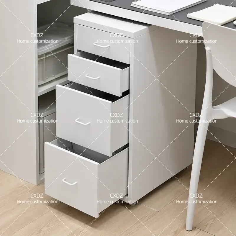 Steel Mobile Filing Cabinet with Drawers Under Table Design Movable Storage Unit Classification Seam Cabinet with Wheels for