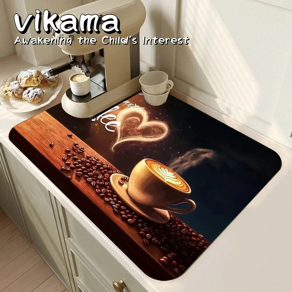 VIKAMA Ultra-Absorbent Coffee Machine Mat, Suitable for Espresso Machines and Kitchen Countertop Protection foot