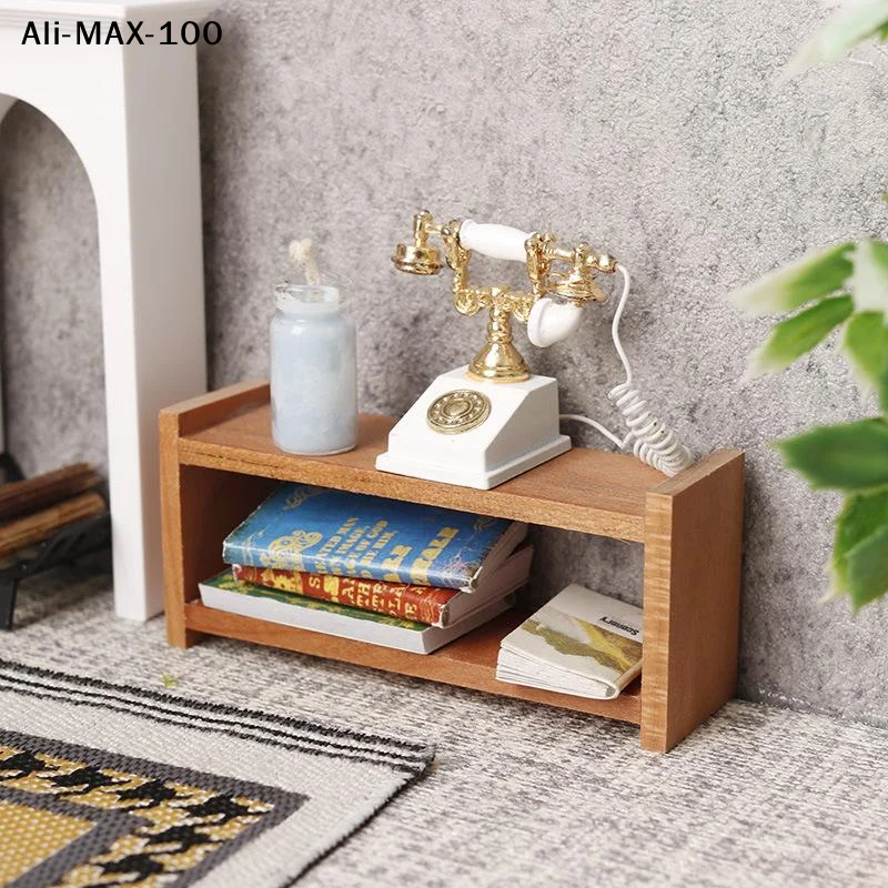 【AyS】1/12 Puppenhaus Holz-Aufbewahrungsregal Puppenhaus Wohnzimmermöbel Dekoration Puppenhaus-Ornament Rollenspielzeug