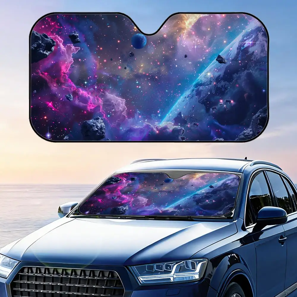 Outer Space Galaxy Sun Visor Foldable Universal Car Windshield Sun Shade UV Protection Heat Insulation Foldable Cover