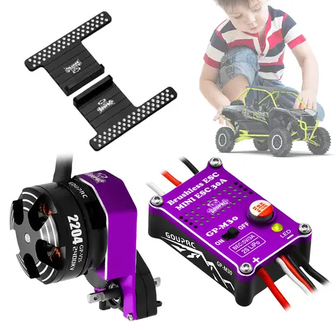 2204 2400KV Brushless Outrunner Motor with Transmission & 30A ESC for 1/24 RC Crawler Axial SCX24 Upgrade