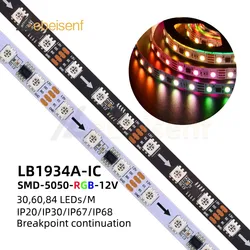 5M/Roll RGB 5050 adresowalna taśma LED LB1934A (podobne WS2818B TM1934A) kontynuacja przerwania pełna magiczna kolorowa taśma 12V