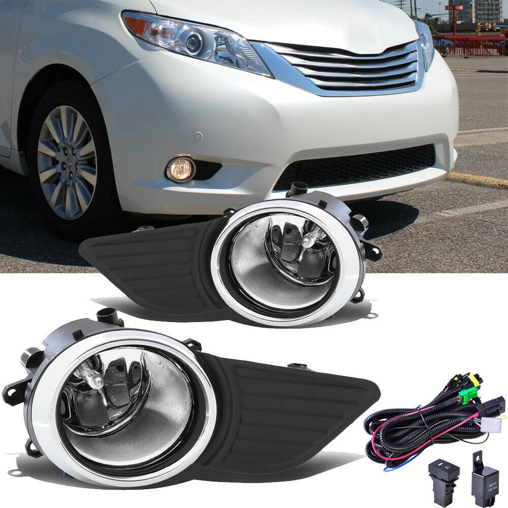 

For 2011-2017 Toyota Sienna Clear Bumper Fog Lights Lamps+Cover +Switch Wiring