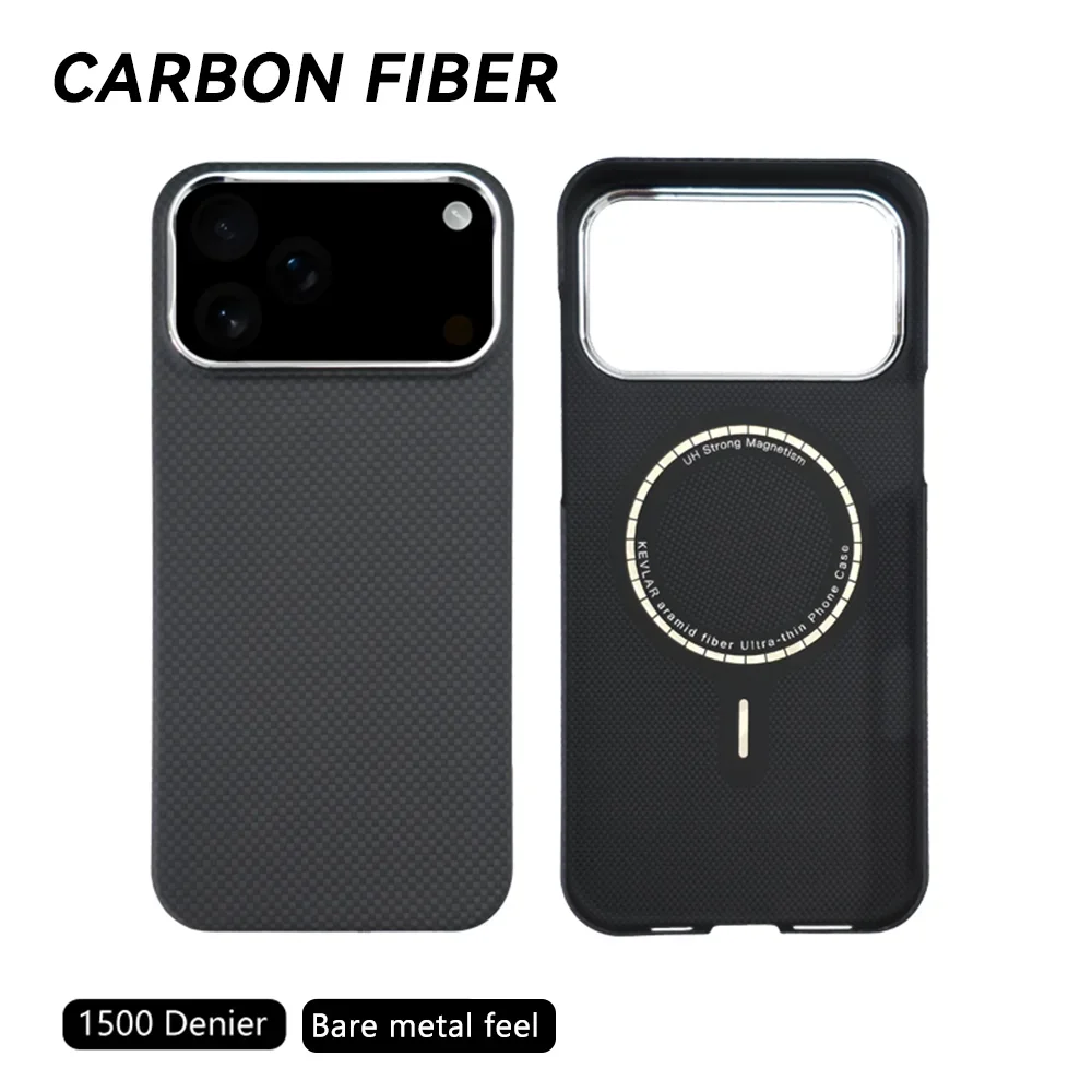 

New Simple Fashion 1500D MagSafe Magnetic Carbon Fiber Phone Case For IPhone 17 Air Oblique texture Black Shockproof Cover