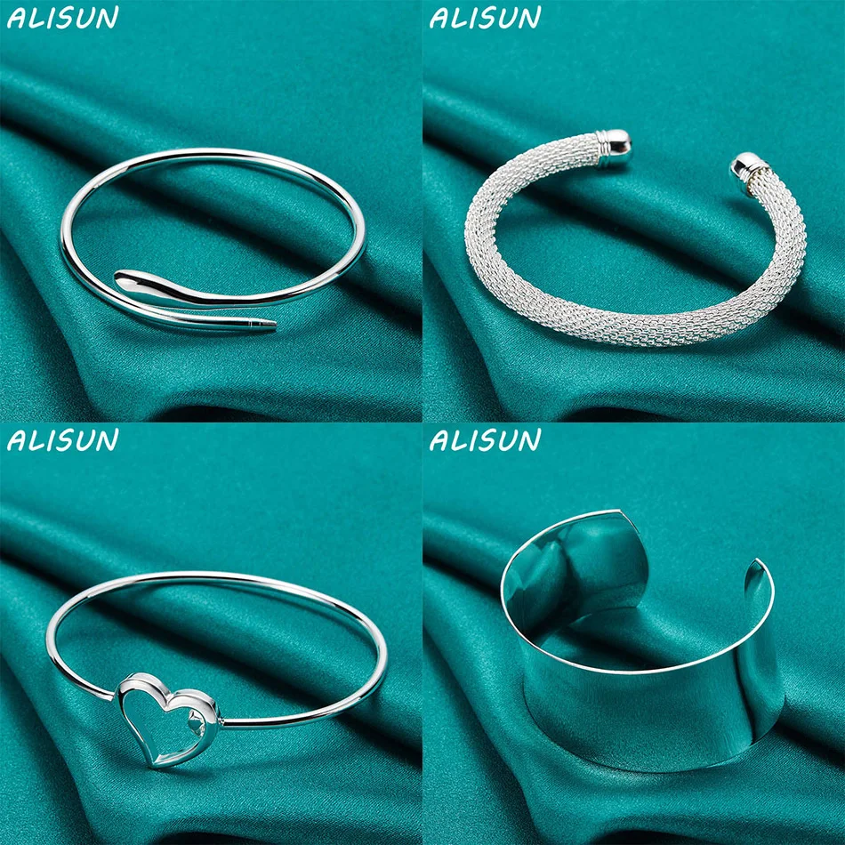 

ALISUN 925 Sterling Silver Bangle Geometric Bracelet For Women Creativity Gifts Street All-match Party And Daily Wear