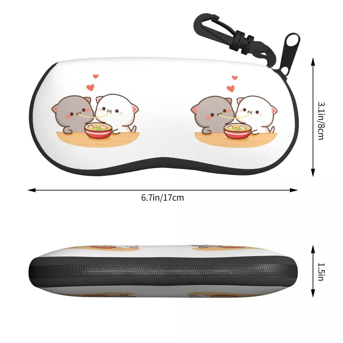 Peach And Goma Mochi Cat Eating Ramen Shell Eyeglasses Protector Cases Cool Sunglass Case Glasses Bag