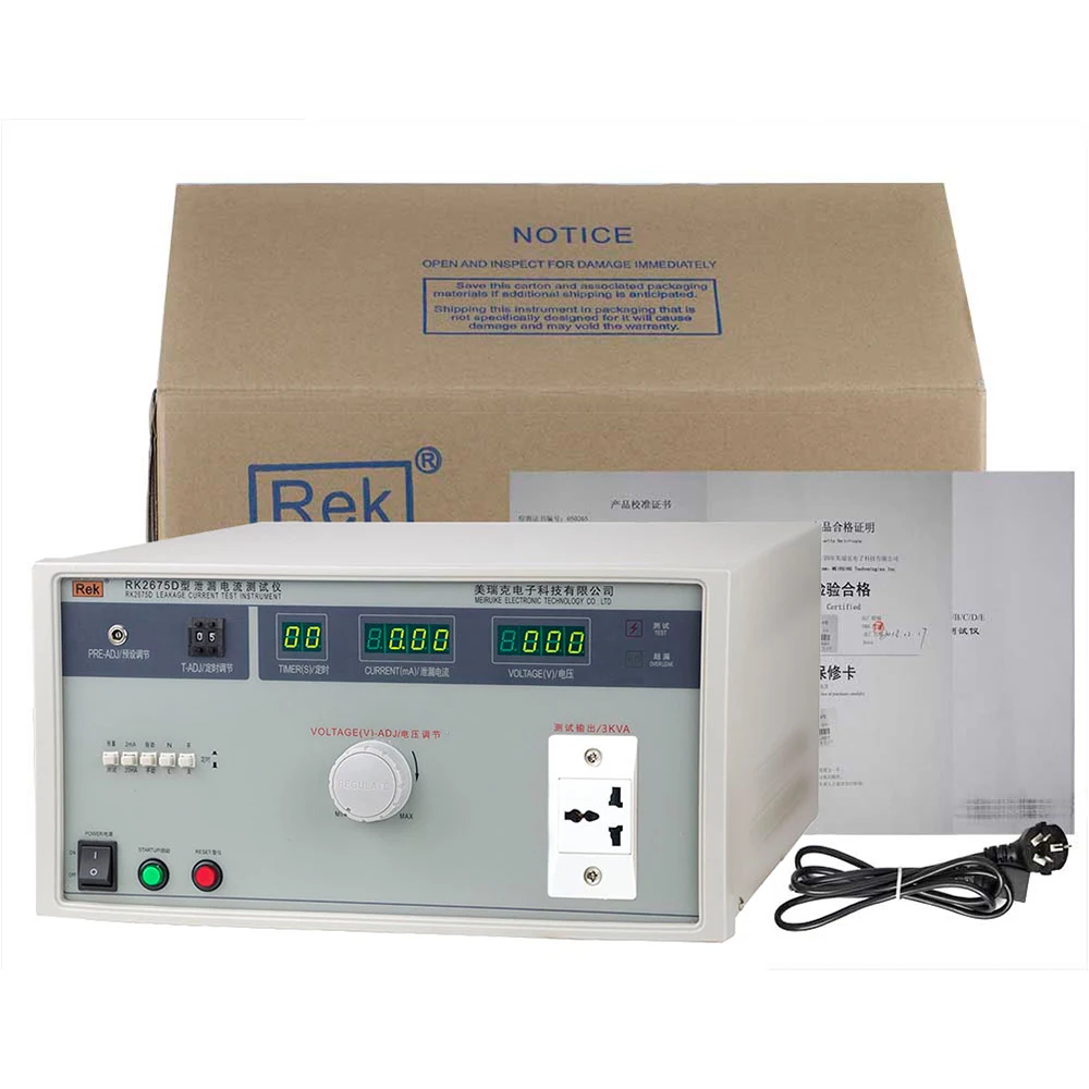 Leakage current tester RK2675D Transformer capacity 3000VA, voltage 250V, current 20mA,