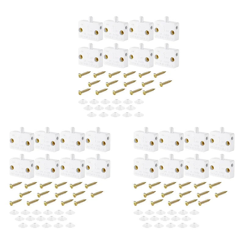 

SYW-24 Pieces Cabinet Lamp Switch Automatic Door Switch Contact Switch For Wardrobe Applicable To 12V 24V 110V(White)