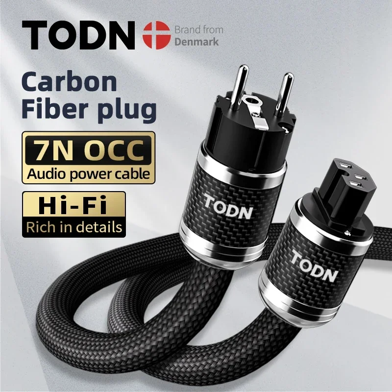 

TODN power cable hifi occ audio cable EU/US Vseries Shielded carbon fiber shell Connecter amplificateur, filtre