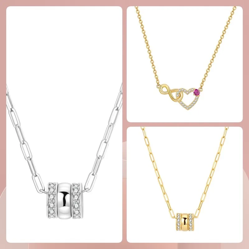 

MISEFF Original S925 Sterling Silver Simple Round Heart Shape Love Necklace Zircon Pendant Women Wedding Party Gifts Jewelry