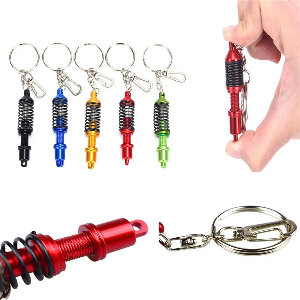 Universal Spring Car Tuning Part Shock Absorber Keyring Adjustable Alloy Car Interior Suspension Keychain Coilover