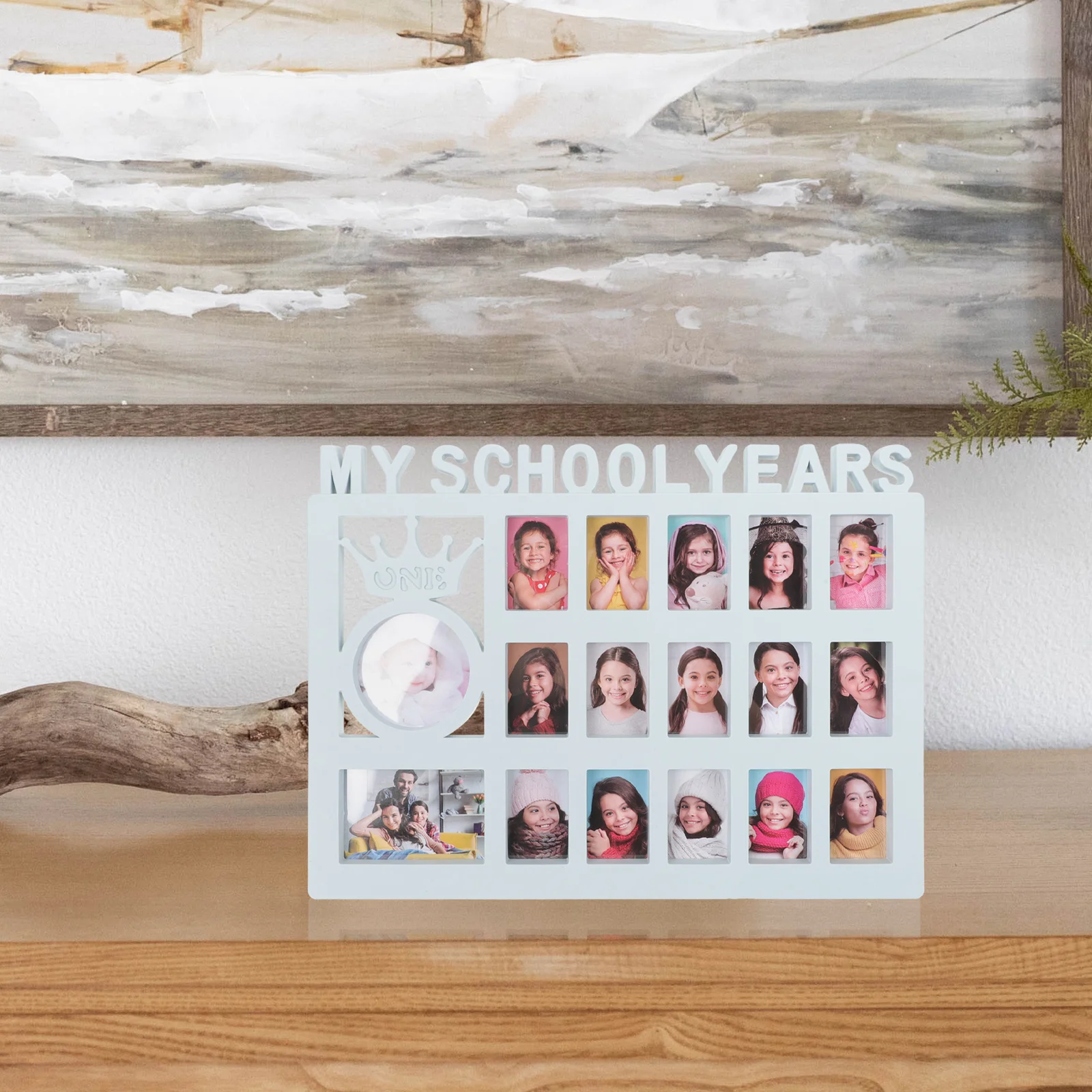 

Desktop Baby Growth Photo Frame Primary School Shelf Bracket Memories Collage Plastic Memory Picture