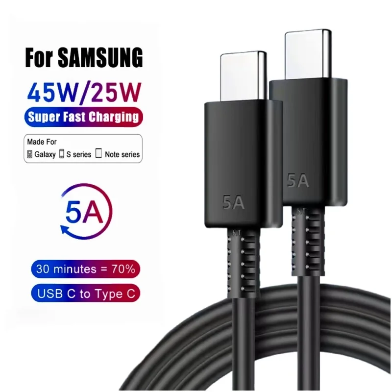 

PD 45 Вт USB C кабель для Samsung Galaxy S20 S21 S22 S23 Ultra Note 10 5G 20 A53 A54 Сверхбыстрая зарядка USB Type C кабель для передачи данных