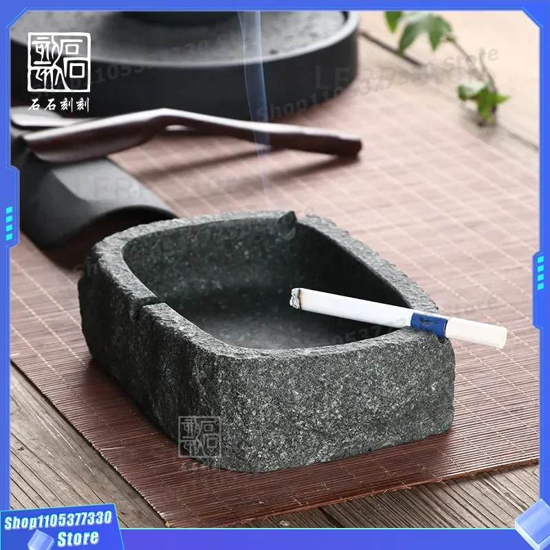 Natural Bluestone Ashtray Creative Light Luxury Home Decor Ornament for Living Room Trendy Personality Household Smoking