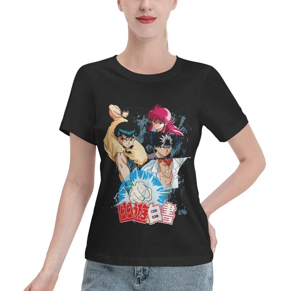 Plus Size Available Yu Yu Urameshi Team YuYu Hakusho Women's T-shirt Simple Short Sleeve Casual Top