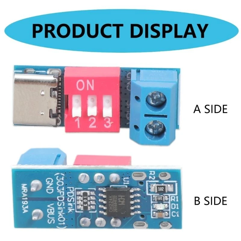 2Pcs Typ-C PD QC Trigger 5V ~ 20V Zifferblatt Code Einstellung DC Spannung Power Modul Zifferblatt einstellung Spannung Schnelle Lade Decoy Modul