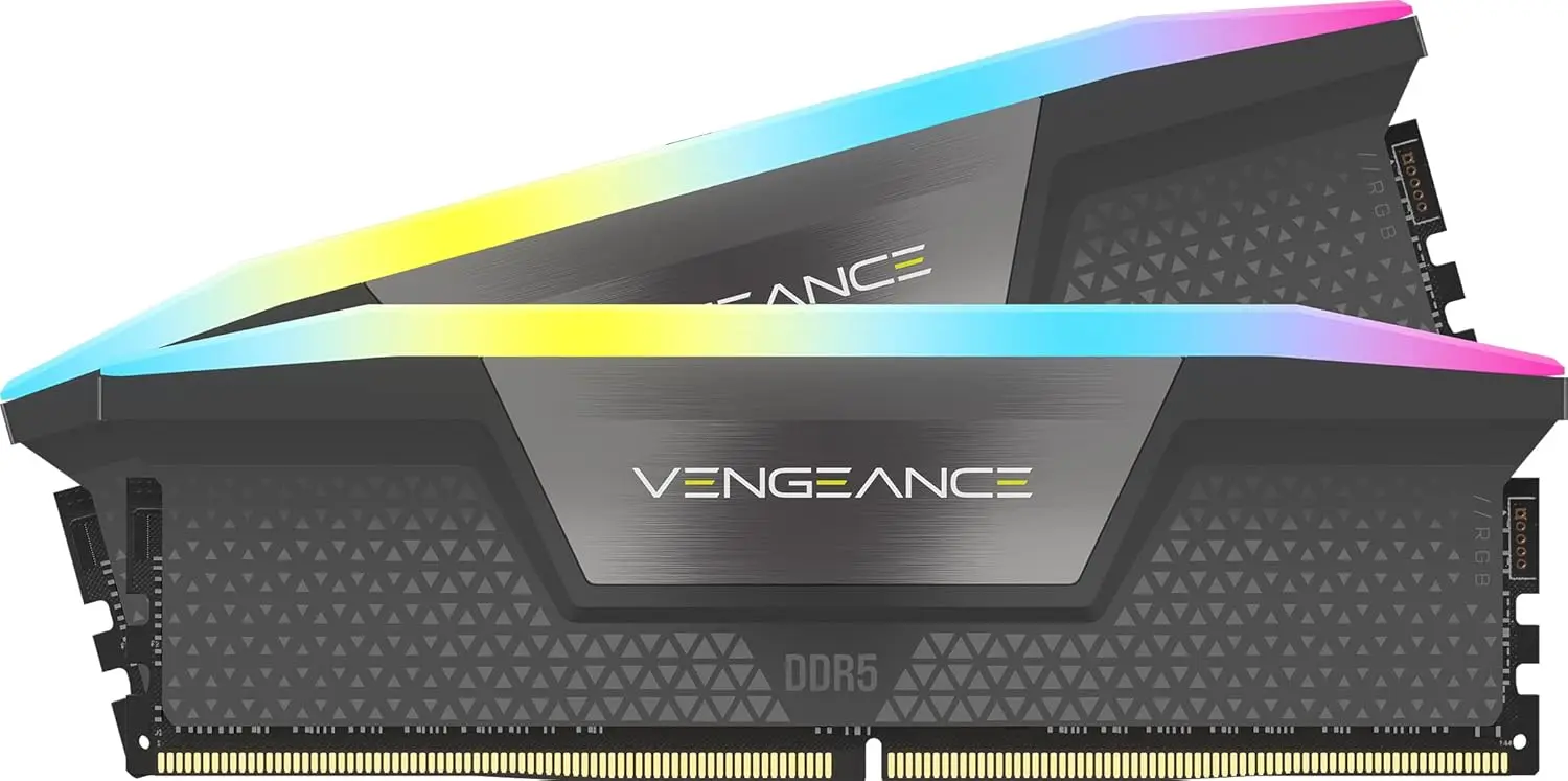 

Оперативная память CORSAIR Vengeance RGB DDR5 32 ГБ (2 x 16 ГБ) 6000 МГц CL38-44-44-96 1.35 В Intel XMP 3.0 AMD Expo для настольных ПК – серая