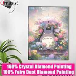 100% Fairy Dust Drill Diamond Embroidery Miyazaki Hayao Dragon Cat Full Crystal Diamond Painting Kit Wall Art Home Decor Gift