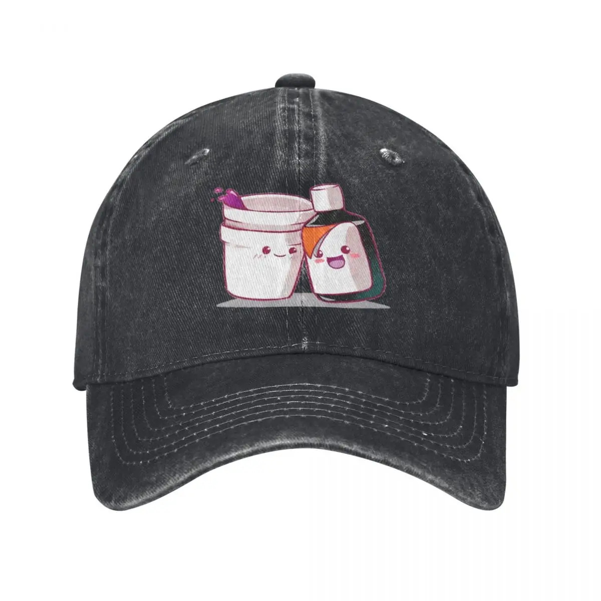 

Cute Double White Cups And Bottle Of Syrup Baseball Caps Vintage Denim Washed Headwear Unisex Style Outdoor Running Hats