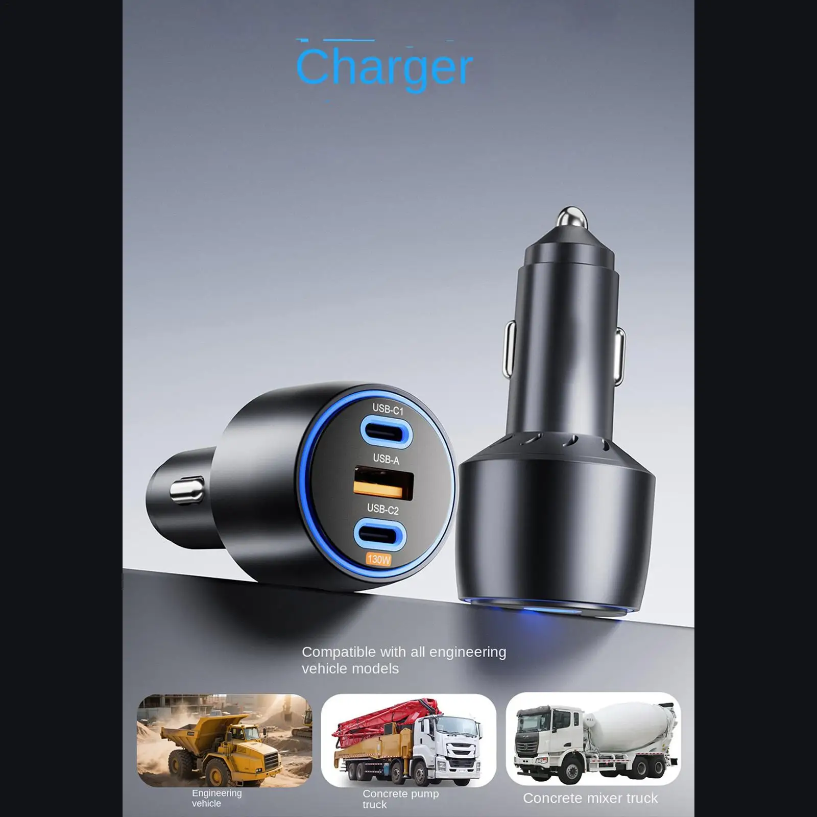 Cell Phone Car Charger 130W Smart Portable Fast Charging Car Charger For Smartphones Tablets Laptops Vehicles Trucks RVs