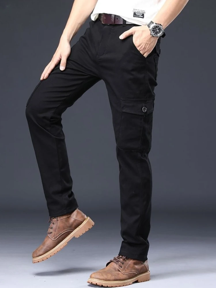 남성용 워크웨어 멀티포켓 슬림 트라우저 조거 팬츠 롱 배기 캐주얼 레귤러 핏 패션 에모 하라주쿠 스트릿 카고 팬츠