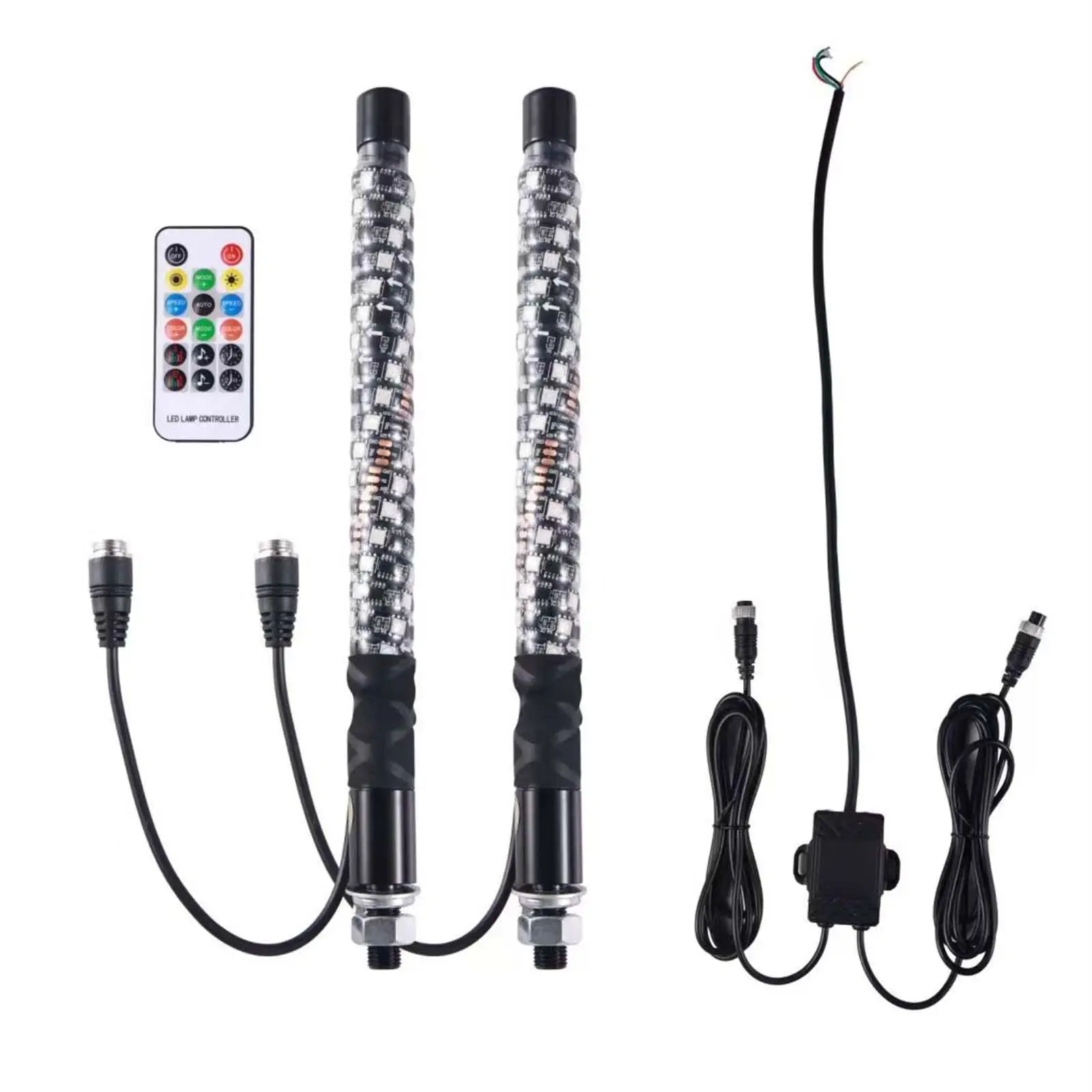 Automotive Lighting Accessories Multicolor Brake Lights Spiral Remote Whips with Turn Signal for Offroad ATV UTV