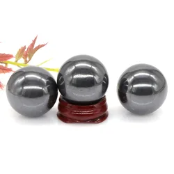 30mm Hematite Ball Natural Gems Reiki Healing Crystal Polished Energy Globe Chakra Massage Home Room Decoration Gift With Stand