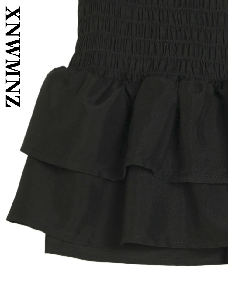 XNWMNZ 2025 novedad de verano, falda con volantes para fiesta a la moda para mujer, ropa elegante para mujer, falda acampanada escalonada, mini leopardo Sexy