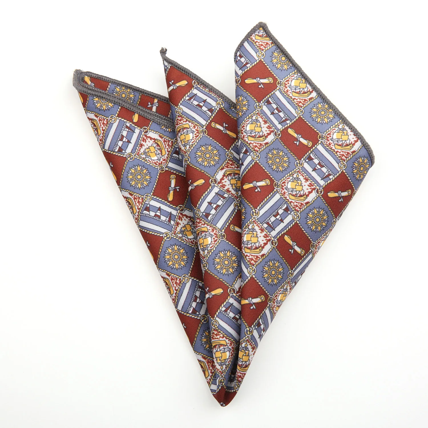 ผู้ชายชุดพ็อกเก็ตสแควร์ Hongkang Street สไตล์ลําลองผ้าเช็ดตัวสีน้ําตาลพิมพ์ผ้าเช็ดหน้าอย่างเป็นทางการชุดสูทธุรกิจอุปกรณ์เสริม