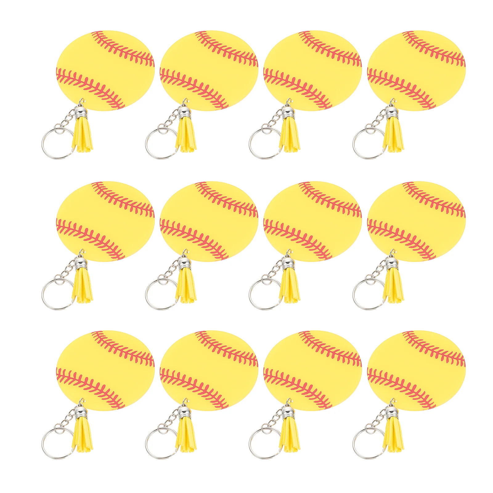 

12 Sets Key Chain Accessories Gift for Sports Lovers Baseball Keychains Ring Novel Design Rings Acrylic