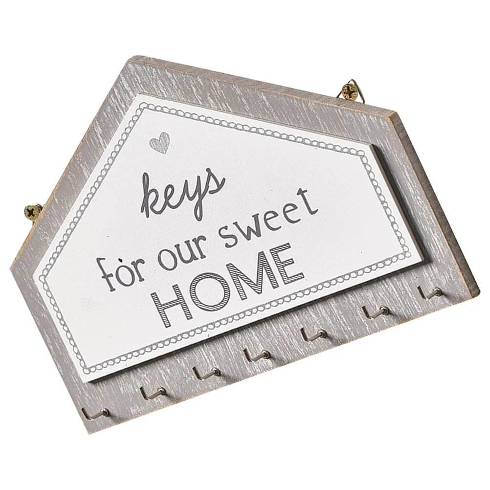 

Wooden Sign Hook Key Hanger Wall Hanging Rack Storage Hooks Coats Bathroom Premium Wood Easy Install Long Term Living