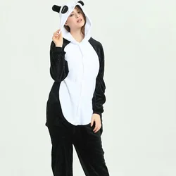 Kigurumi-Pijama de franela térmica de dibujos animados para adultos, ropa de dormir de una pieza con capucha, de manga larga, Kawaii, Panda, informal, Unisex