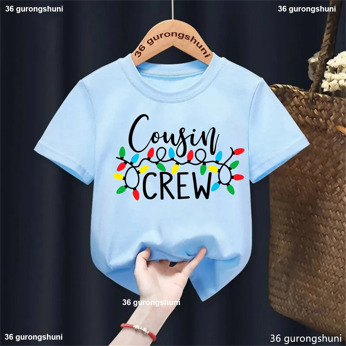 

Christmas Gift Shirt Christmas Cousin Crew Family Matching Printed T Shirt Girls/Boys Kawaii Kids Clothes Short Sleeve T-Shirt